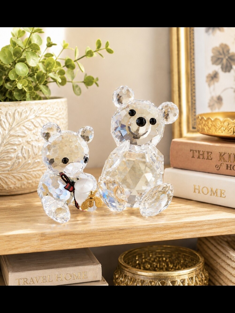 Swarovski Kris Bear with Honey Pot Retired And Larger  Bear . Mama And Baby